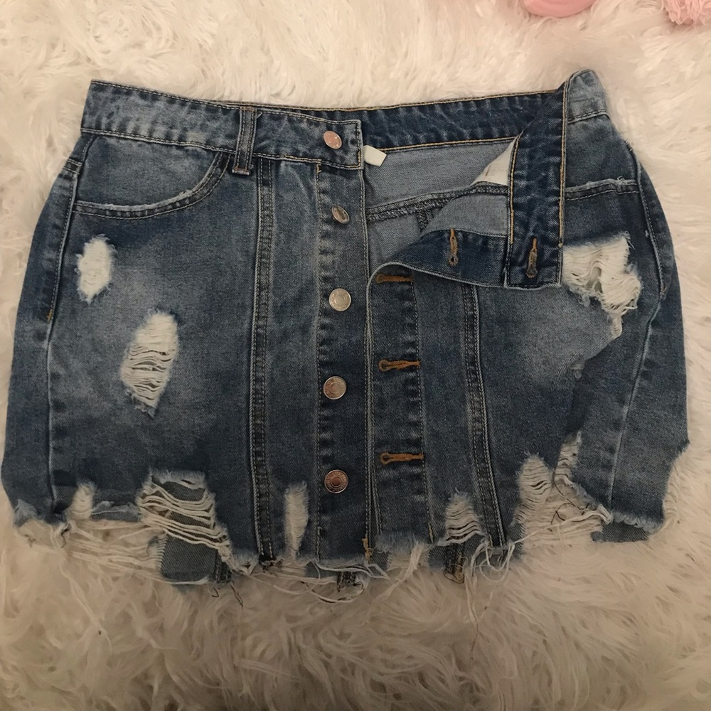 Button up denim skirt